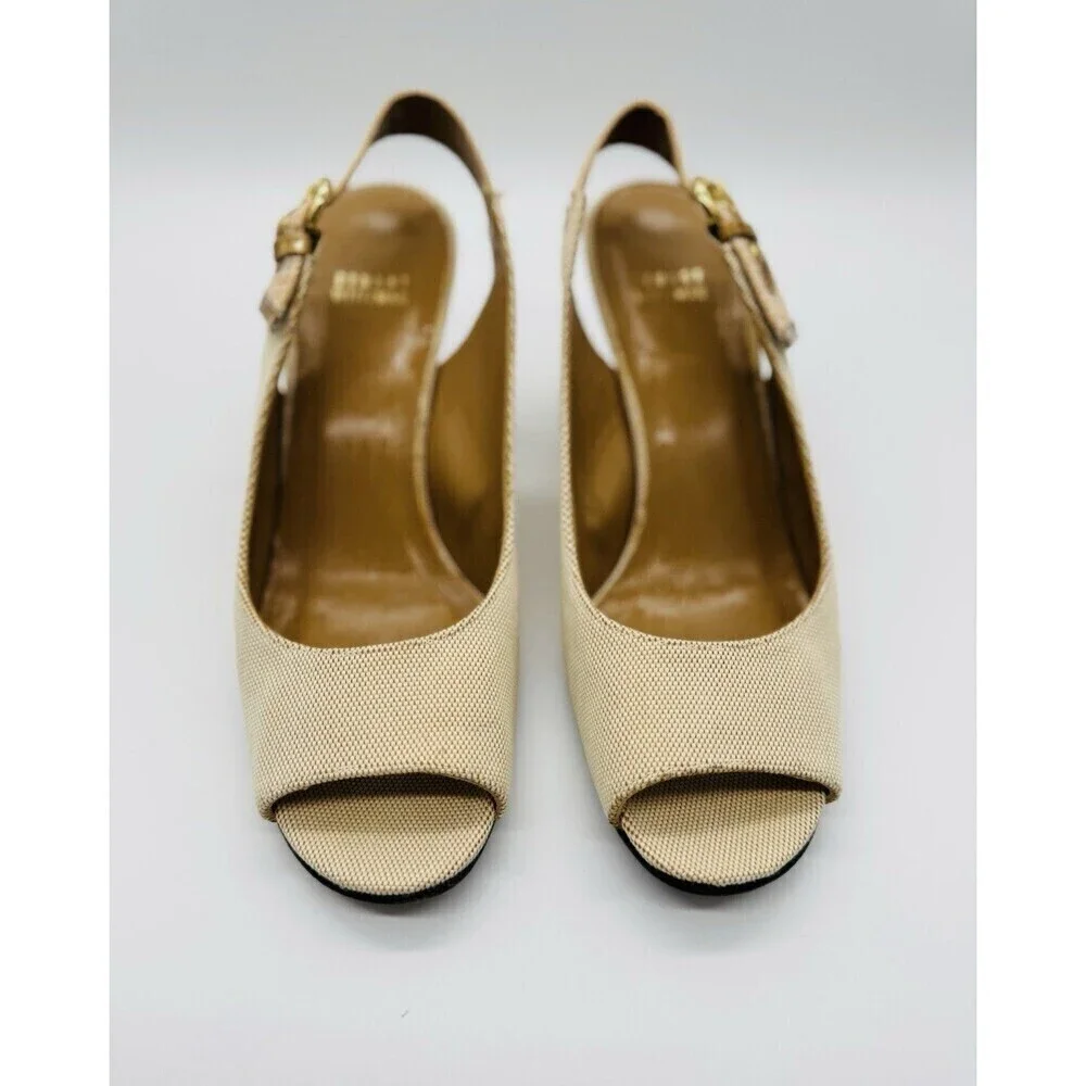STUART WEITZMAN IVORY LIGHT TAN TORTOISE SHELL WEDGES SHOES Size 9